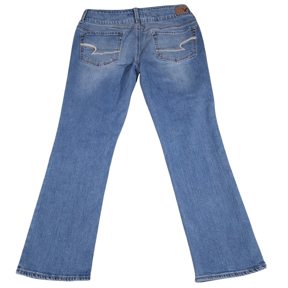 American Eagle Artist Crop Jeans Women 8 Medium Wash Distressed Low Rise Stretch